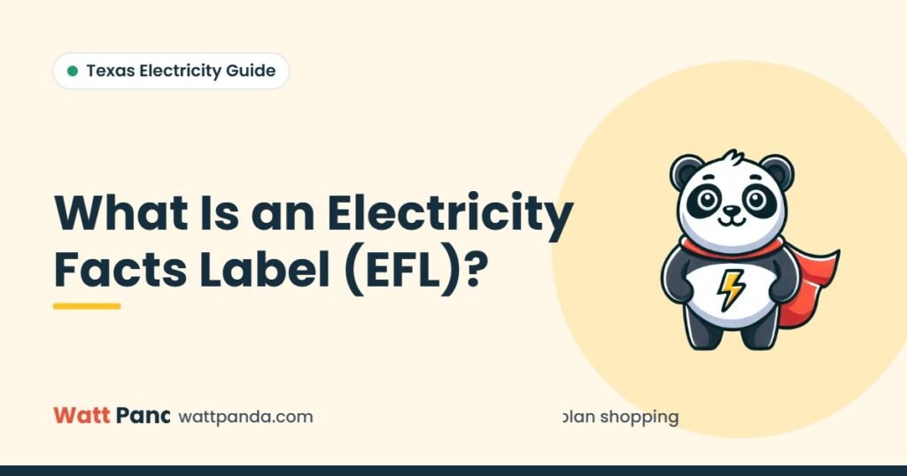 What Is an Electricity Facts Label (EFL)? – Watt Panda guide illustration with the Watt Panda mascot