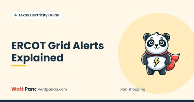 ERCOT Grid Alerts Explained – Watt Panda guide illustration with the Watt Panda mascot