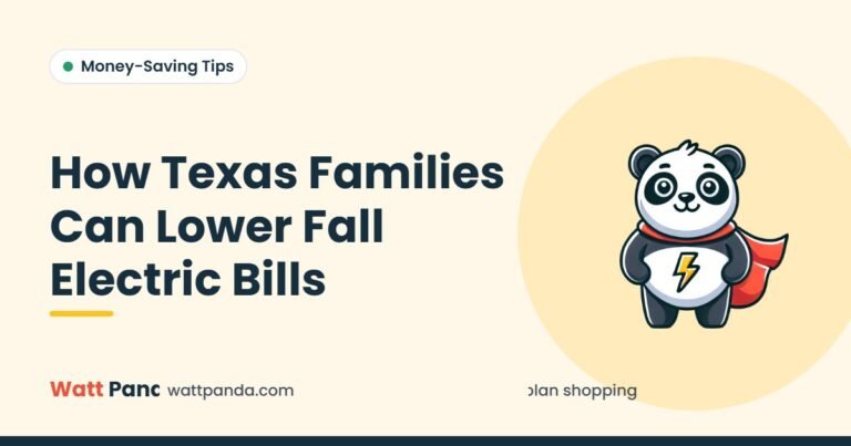 How Texas Families Can Lower Fall Electric Bills – Watt Panda guide illustration with the Watt Panda mascot
